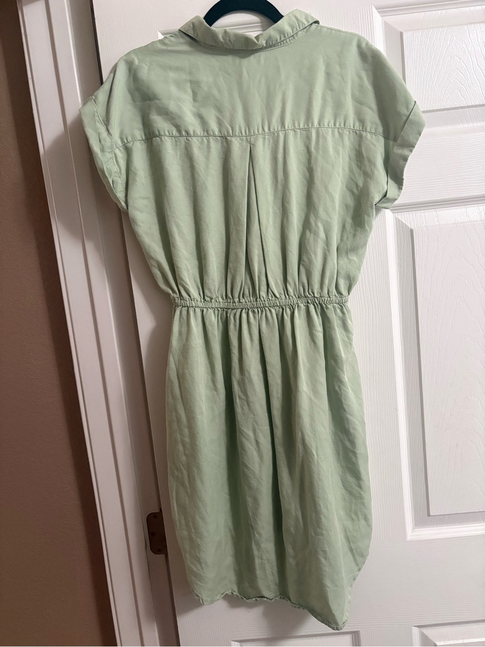 Japna 100% lyocell shirt dress button front belted collared pockets cottage L - Picture 2 of 4